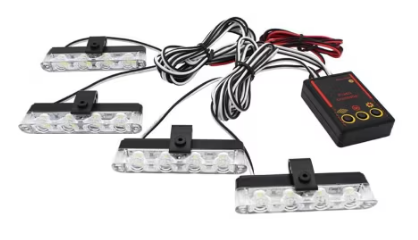 Set 4 stroboscoape pentru grila cu 4 leduri lumina galbena telecomana